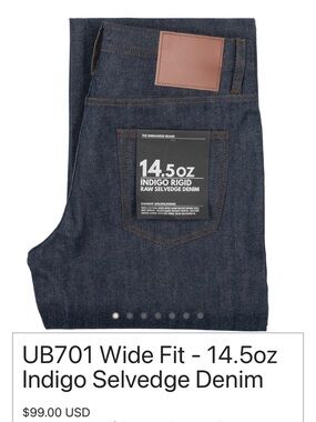 Wide Fit Men’s Jeans in Indigo Raw Selvedge Denim